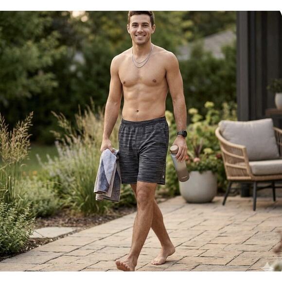 Lululemon Other - Lululemon Mens M Pace Breaker Shorts Space Dye Gray Stripe Athletic Gym Training